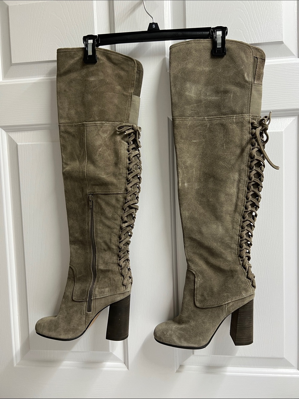 Vince Camuto women’s high heel boots Suede New no box chunky heel 4”